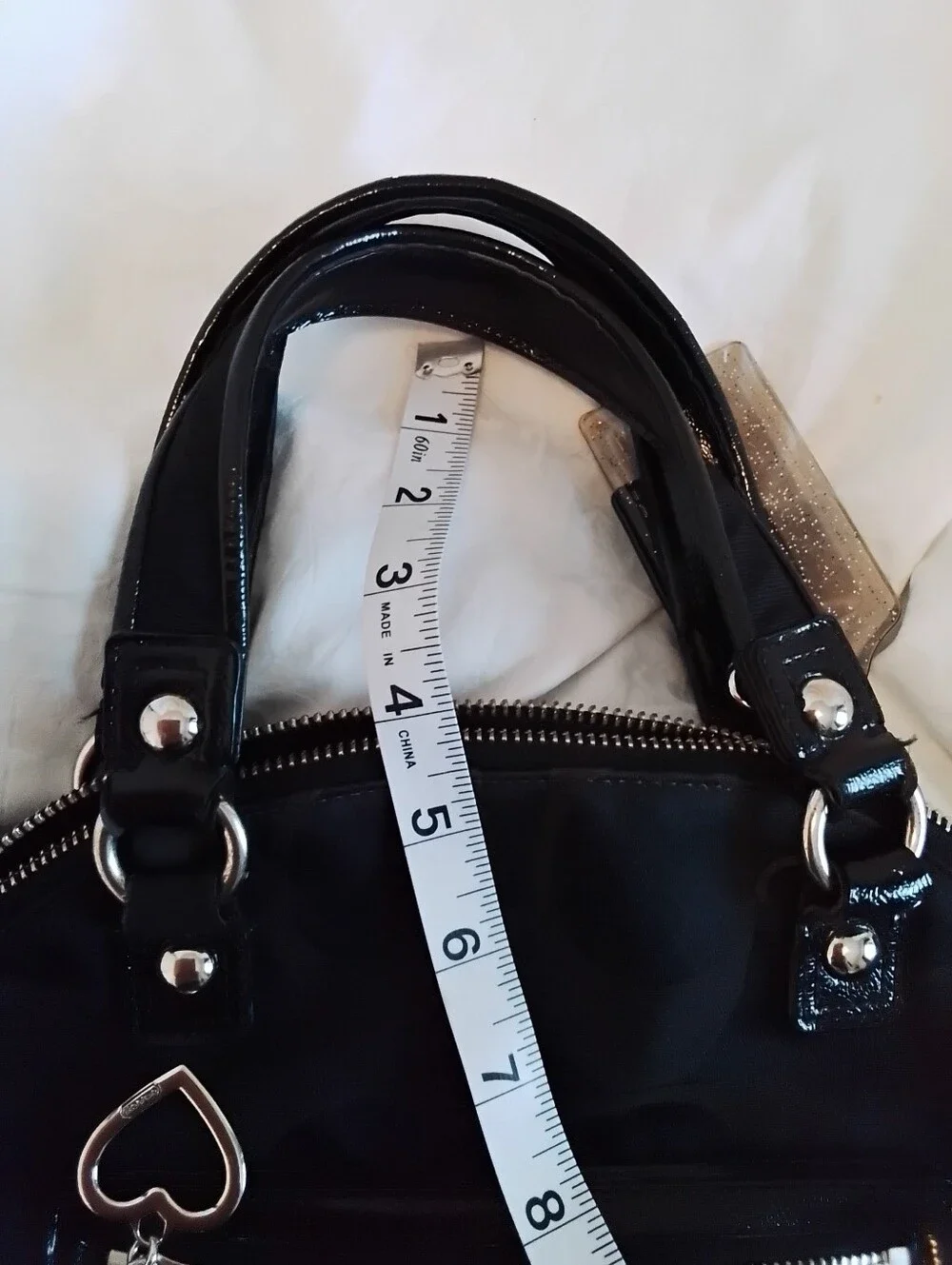 Coach Poppy Daisy Black Signature Dome Satchel Crossbody Bag No Shoulder Strip